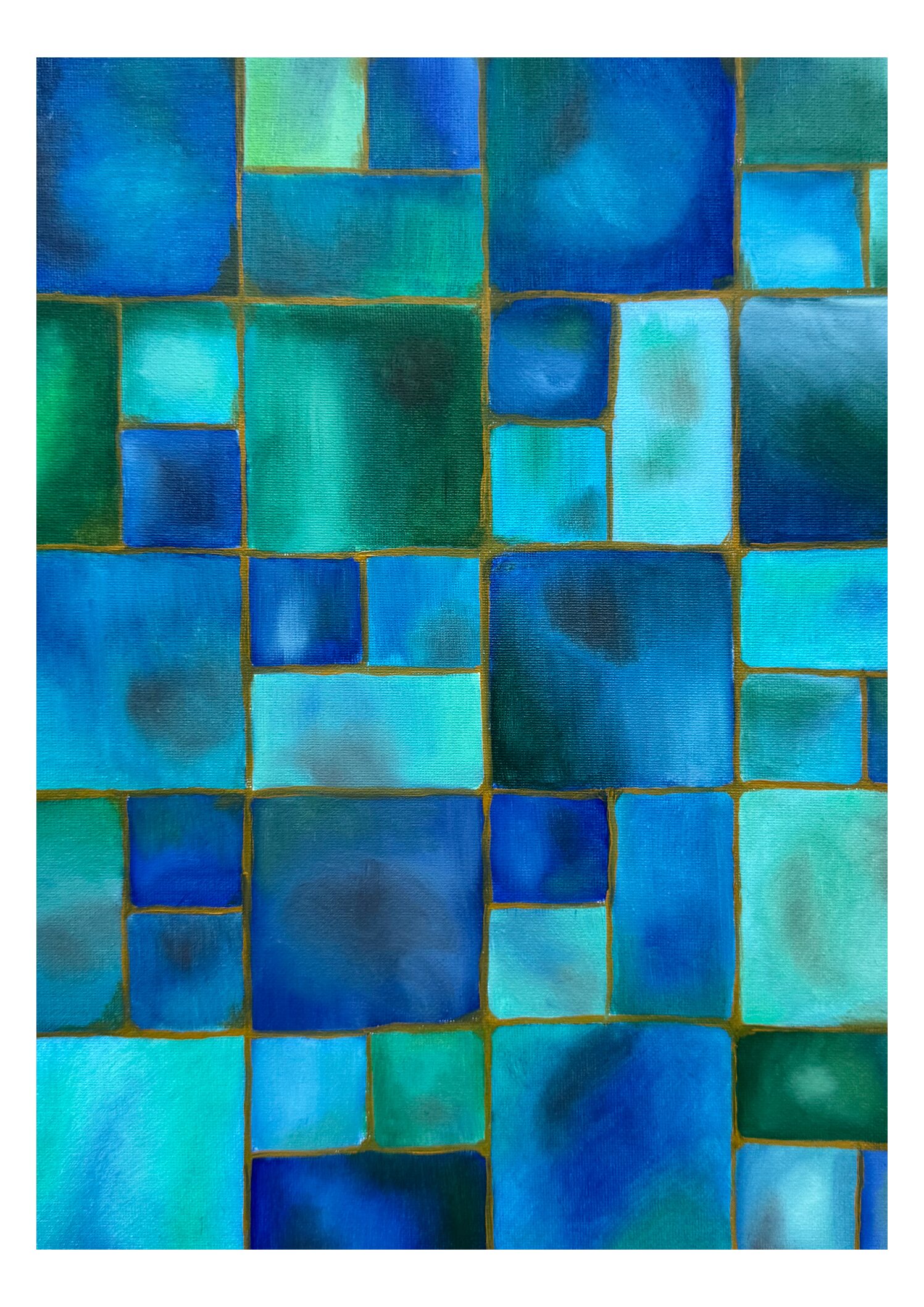 Blue Tiles Print A3