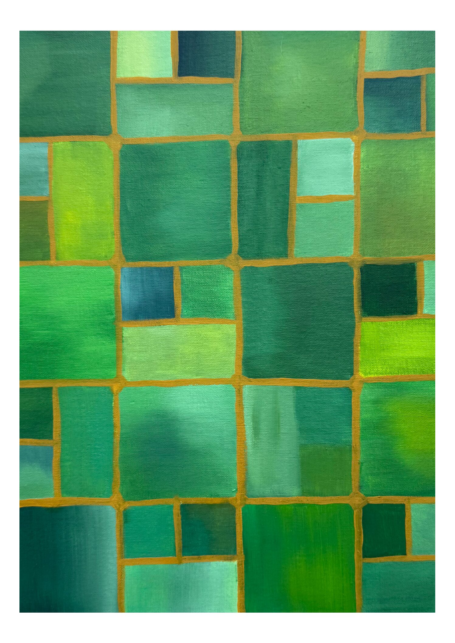 Green Tiles Print A3